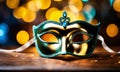 carnival mask with rose petals. Selective focus. Royalty Free Stock Photo