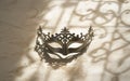 Carnival mask with shadow on a white wall Royalty Free Stock Photo