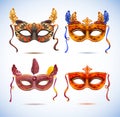 Carnival masks with feathers, Masquerade party