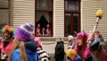 BRNO, CZECH REPUBLIC, FEBRUARY 29, 2020: Carnival Masopust celebration masks parade Brno festival gypsies, procession traditional