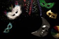 Carnival objects on a black background. Festival begins