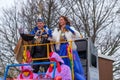 Funny dressed up and happy prins and princess in the carnival parade of Delft, the Netherlands