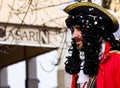 carnival parade, man in mask dressed as a pirate, photographed in ScorzÃâ in the province of Venice. Royalty Free Stock Photo
