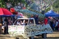 Carnival participants for the 78th independence day of the Republic of Indonesia in Cianjur, West Java 17.08.2023 : war car theme