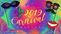 Carnival Party Festive poster Mardi Gras, Brazilian Festival sign template vector Royalty Free Stock Photo