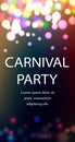 Carnival party flyer with realistic color lights background