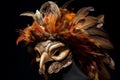 Carnival Party. Luxury orange and golden carnival mask