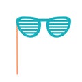 Carnival party mask. Striped eyeglasses on stick