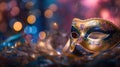 Carnival Party - Venetian Mask With Abstract Defocused Bokeh Lights And Shiny, generative ai Royalty Free Stock Photo