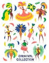 Carnival people and elements set Royalty Free Stock Photo