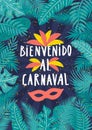 Carnival poster with tropical leaves frame