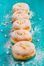 Carnival powdered sugar raised donuts - German Berliner donuts