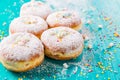 Carnival powdered sugar raised donuts - German Berliner donuts