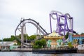 Carnival rides in Grona Lund Amusement Park in Stockholm, Sweden