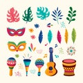 Brazil carnival celebration elements collection design with flat design