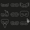 Carnival rio white outline masks design eps10 Royalty Free Stock Photo