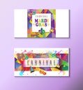 Carnival Festival Mardi Gras Invitation cards sign wallpaper banners template set Royalty Free Stock Photo