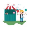 Carnival shop with boy balloons design Royalty Free Stock Photo