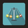 Carnival swing ride icon, flat style Royalty Free Stock Photo