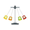 Carnival swing ride icon, flat style