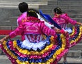 Carnival of Tacna Peru called Challaguaya tradition of Andean migratio-couples dancing with multicolored clothes