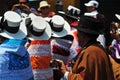 Carnival of Tacna Peru, tradition of Andean migration couples dancing with multicolored clothes