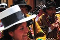 Carnival of Tacna Peru, tradition of Andean migration -couples dancing with multicolored clothes