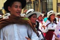 Carnival of Tacna Peru, tradition of Andean migration couples dancing with multicolored clothes