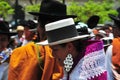 Carnival of Tacna Peru, tradition of Andean migration -couples dancing with multicolored clothes