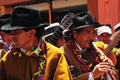 Carnival of Tacna Peru, tradition of Andean migration -couples dancing with multicolored clothes