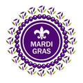 Fleur de lis celebration stamp. Mardi Gras vector illustration. Mardi Gras party design.Mardi Gras.Carnival. Fat Tuesday. Royalty Free Stock Photo