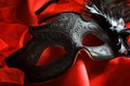 Carnival venetian mask on a bright red background Royalty Free Stock Photo