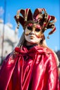 Carnival of Venice. Colorful carnival mask at a traditional festival in Venice, Italy. Beautiful mask at masquerade in Piazza San