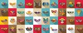 Carnival of Venice icons set flat vector. Costume mask Royalty Free Stock Photo