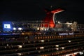 The Carnival Vista Cruise Ship lit up at night Royalty Free Stock Photo