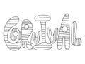 Carnival word coloring page for kids and adults vector