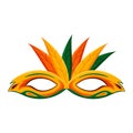 Carnival yellow mask with green feathers template