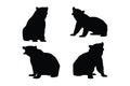 Carnivore bear standing and sitting, black and white silhouette vector bundle. Bear silhouette vector collection on a white Royalty Free Stock Photo