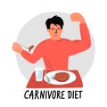 Carnivore diet. Man eating meat. Royalty Free Stock Photo