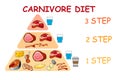 Carnivore diet pyramid vector illustration