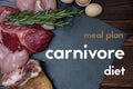 Carnivore keto diet meal plan flat lay Royalty Free Stock Photo