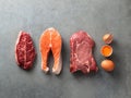 Carnivore or keto diet, zero or low carb concept, top view Royalty Free Stock Photo