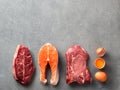 Carnivore or keto diet, zero or low carb concept, top view Royalty Free Stock Photo