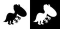 Carnivorous dinosaur with big claws with shadow in black and white