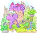 Carnivorous dinosaur ceratosaurus, funny illustration