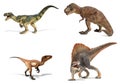 Carnivorous dinosaurs on a white background