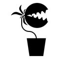 Carnivorous plant Flytrap Monster with teeths in pot icon black color vector illustration flat style image Royalty Free Stock Photo