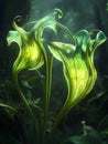 A carnivorous plant with glowing translucent tentacles Royalty Free Stock Photo