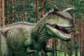 Carnotaurus dinosaur replica in theme park, theropod dinosaur that lived in South America during