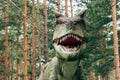 Carnotaurus dinosaur replica in theme park, theropod dinosaur that lived in South America during